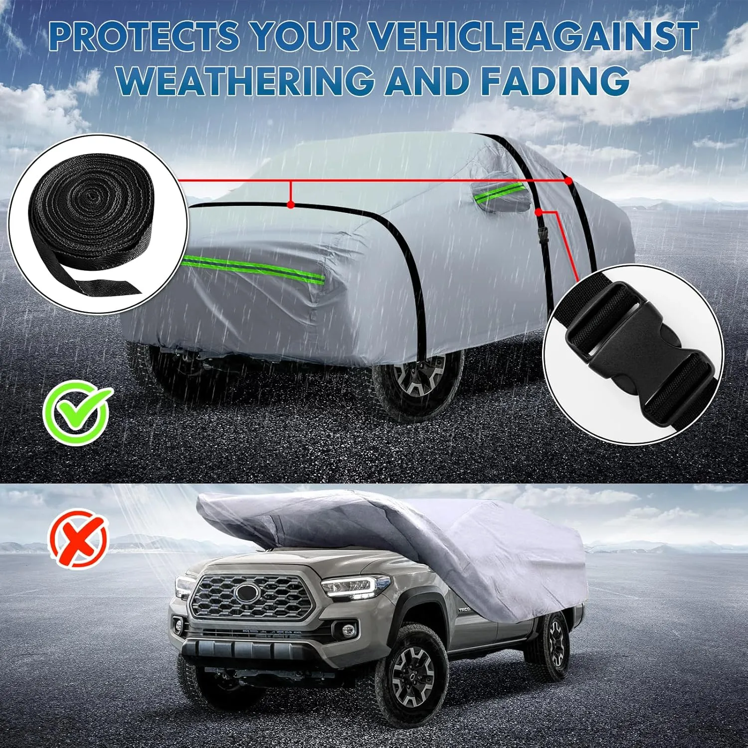 KEYOOG 6-layer Full Car Cover Is All-weather Waterproof, Universal In All Seasons, Snow Prevention, Rainproof, Acid Rainproof, Sunscreen, Ultraviolet-proof, Universally Applicable To Sedan (188"-198")