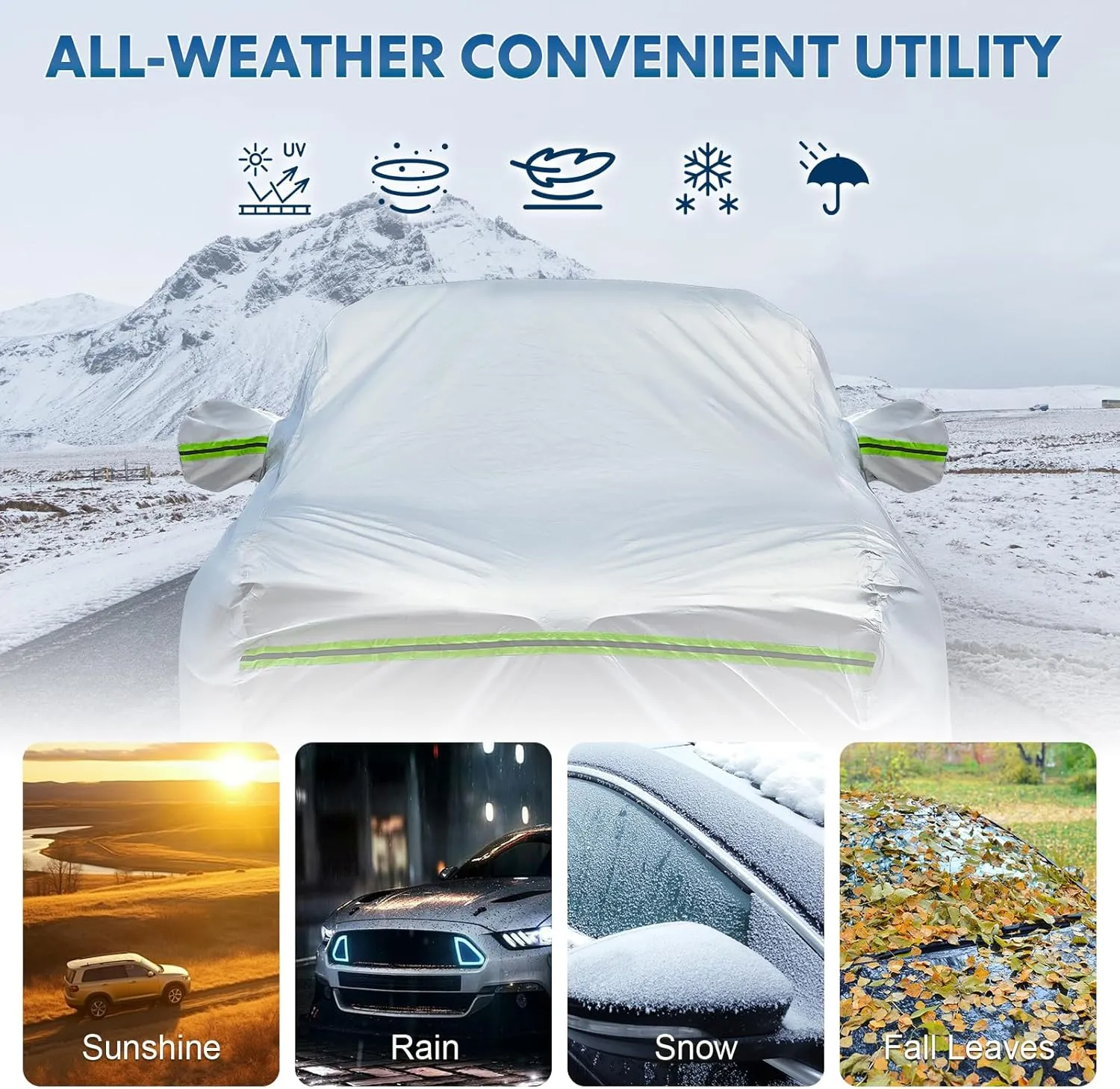KEYOOG 6-layer Full Car Cover Is All-weather Waterproof, Universal In All Seasons, Snow Prevention, Rainproof, Acid Rainproof, Sunscreen, Ultraviolet-proof, Universally Applicable To Sedan (188"-198")