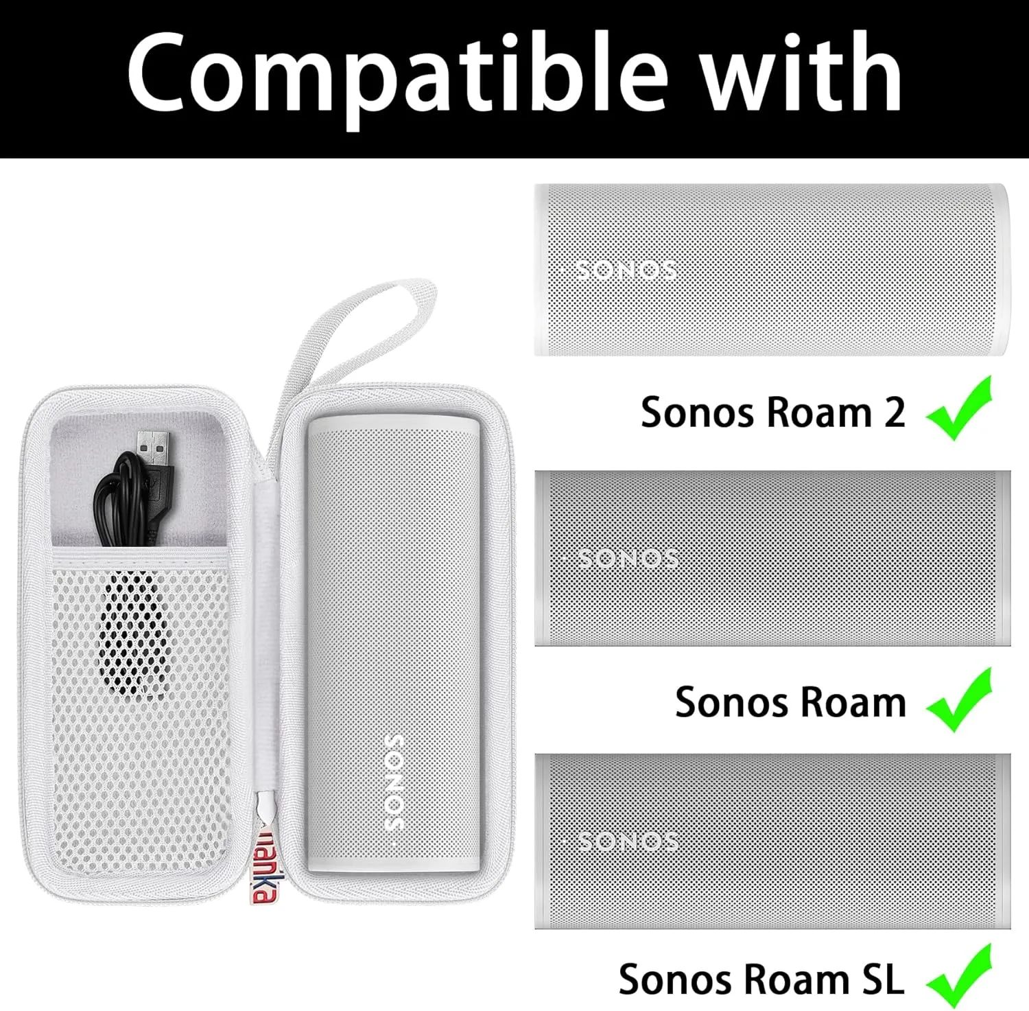 khanka Hard Travel Case Replacement for Sonos Roam 2 / Sonos Roam Portable Smart Bluetooth Speaker