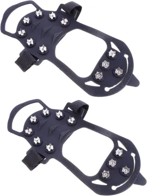 KICHOUSE 2Pcs Skid Ice Shoe Covers with Spikes Lightweight Winter Traction Cleats for Boots and Casual Shoes Easy Installation for Safe Outdoor Hiking and Walking