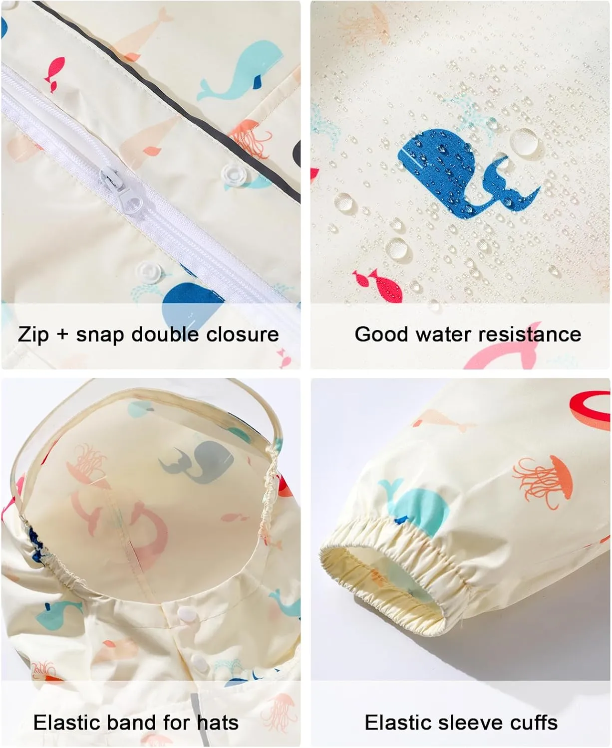 Kids Raincoat Girls Boys Rain Jacket Hooded Rain Poncho Rainproof Cape Rainwear Reusable Outwear