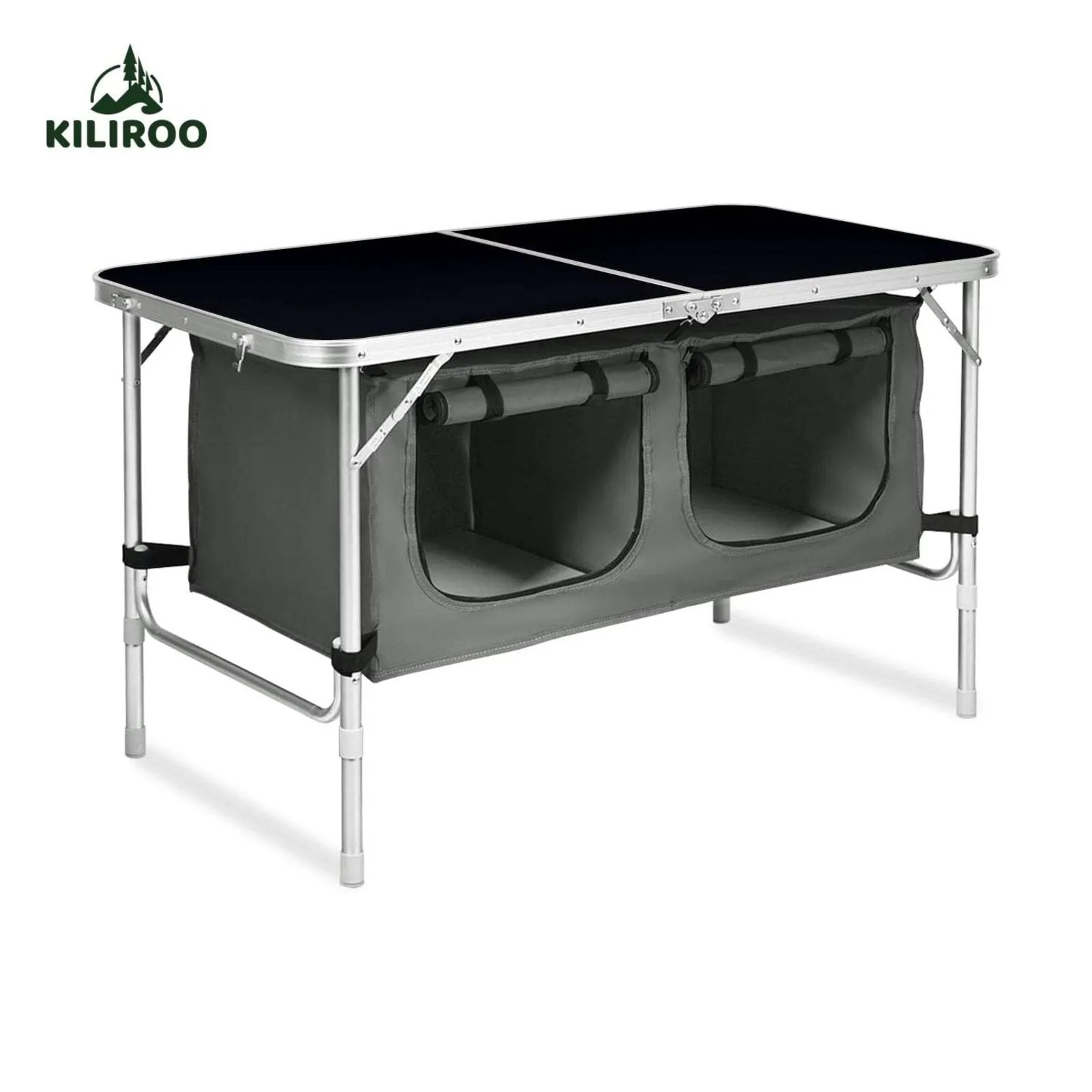 KILIROO Camping Table 120cm Black with Grey Storage Bag