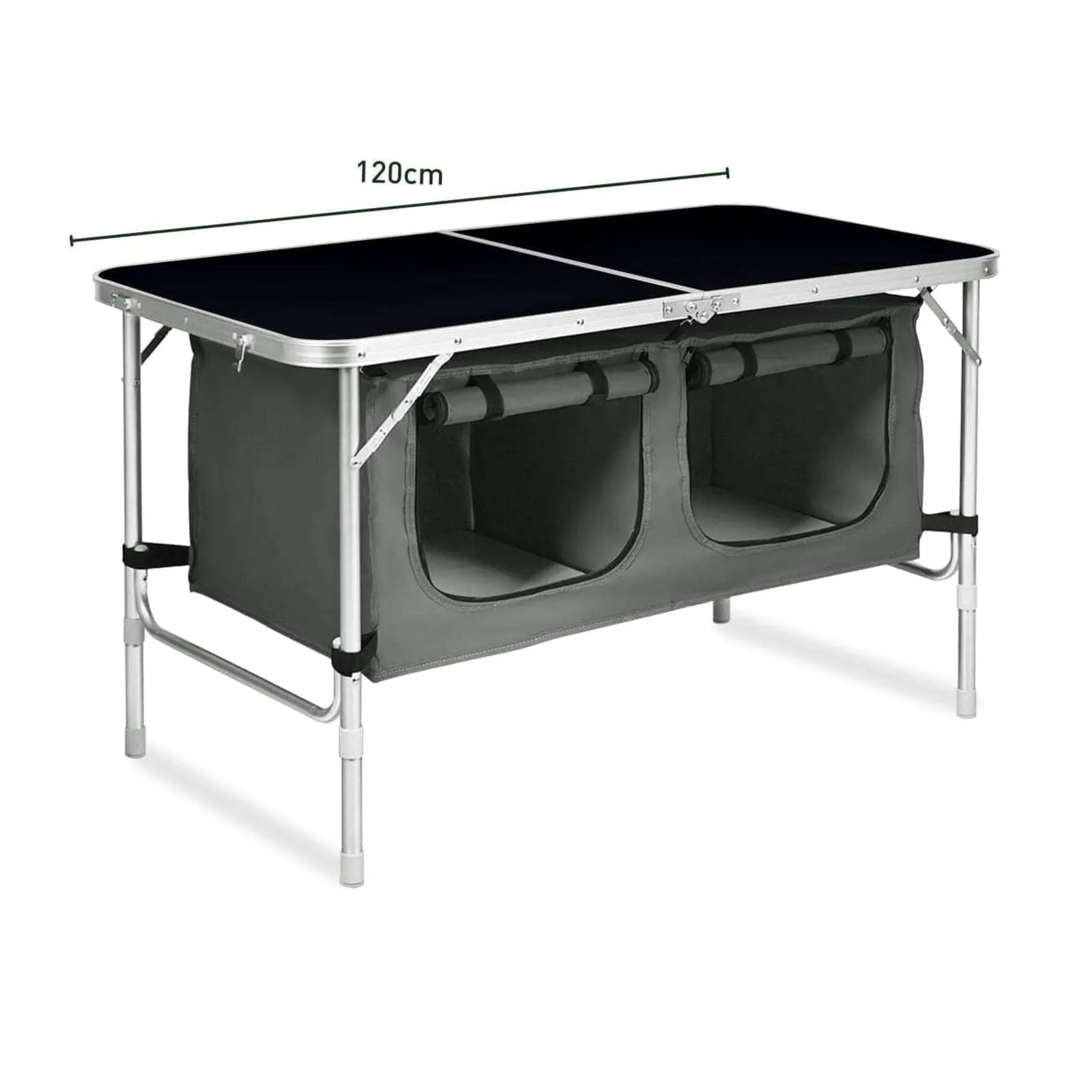 KILIROO Camping Table 120cm Black with Grey Storage Bag