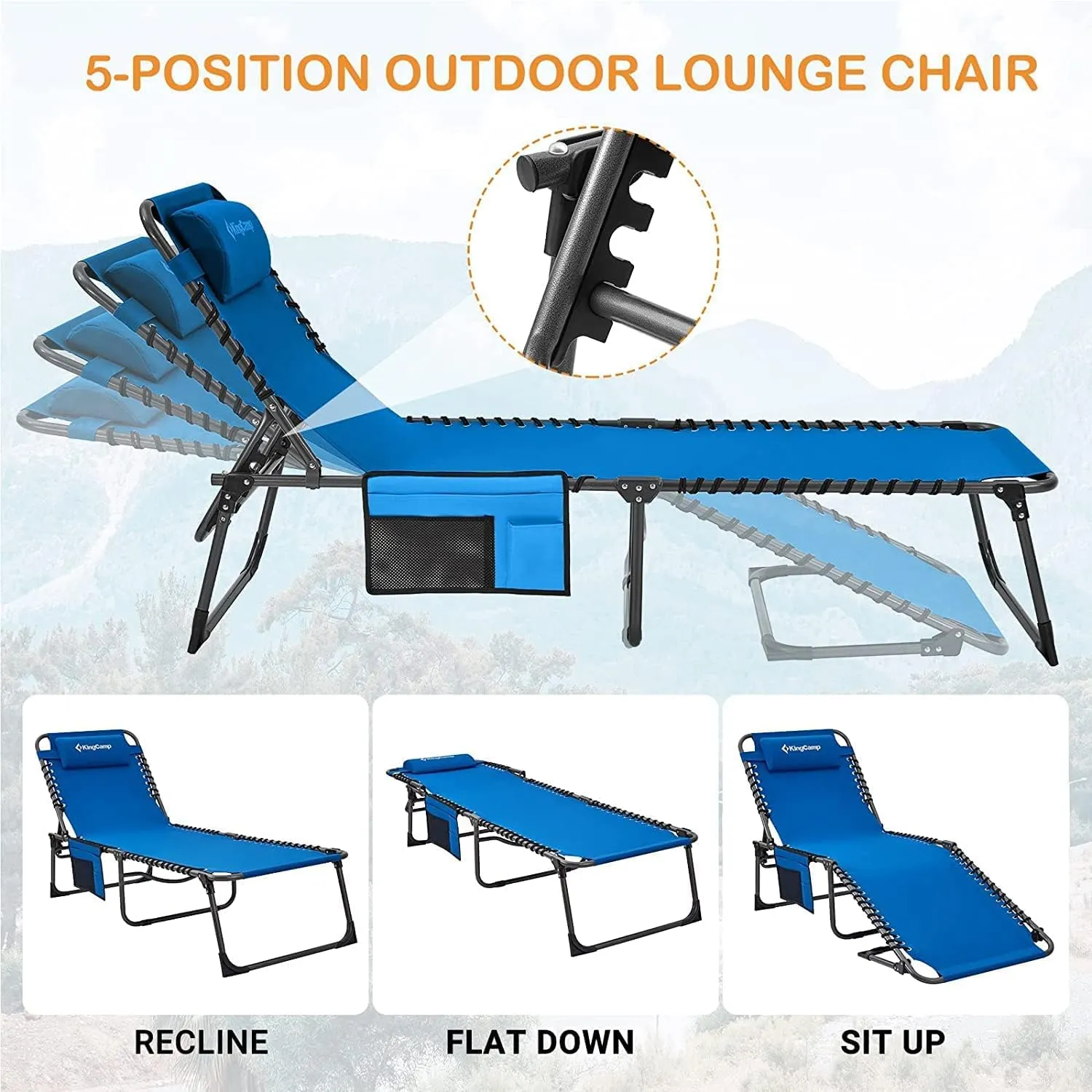 KingCamp BERLIN Classic Adjustable Cot Lounge Chair