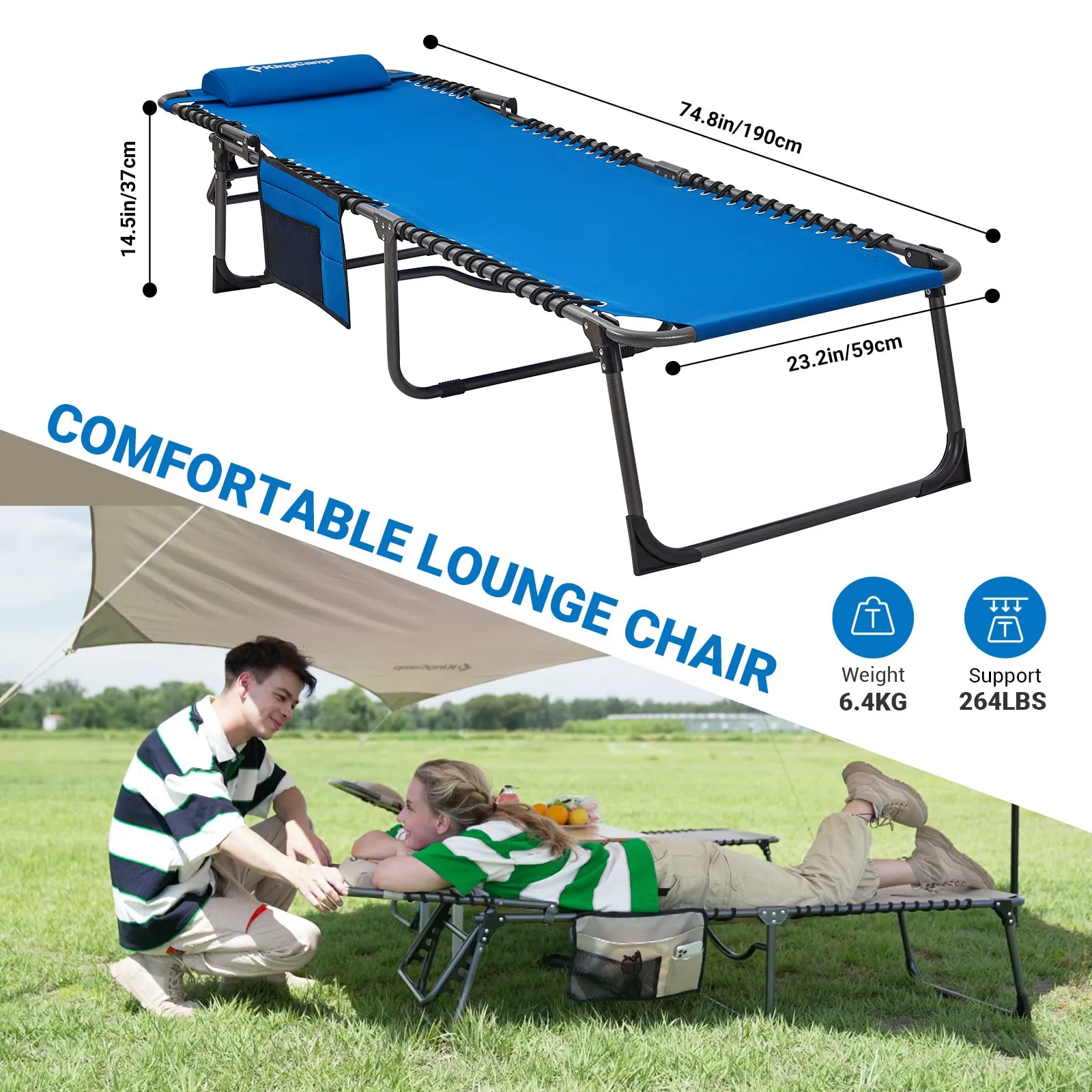 KingCamp BERLIN Classic Adjustable Cot Lounge Chair