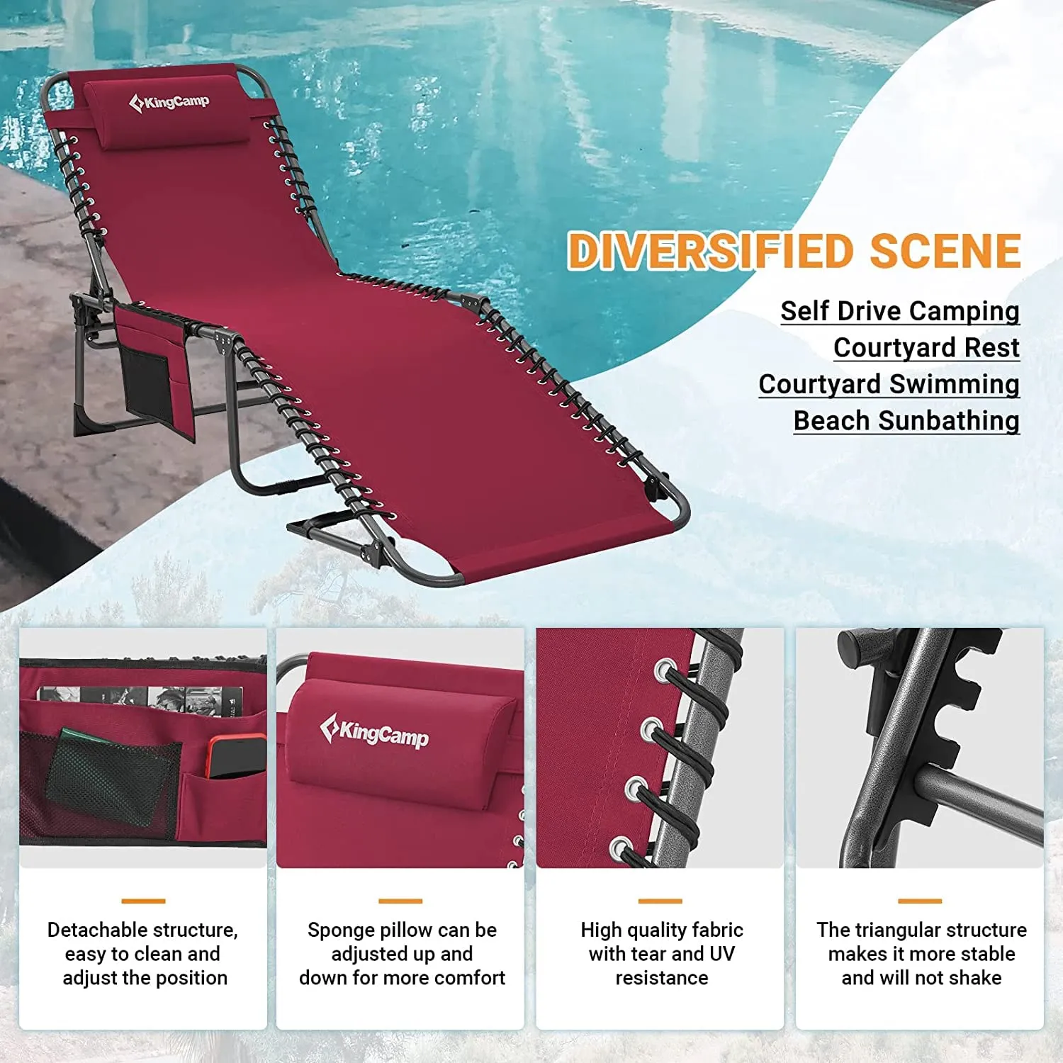 KingCamp BERLIN Classic Adjustable Cot Lounge Chair