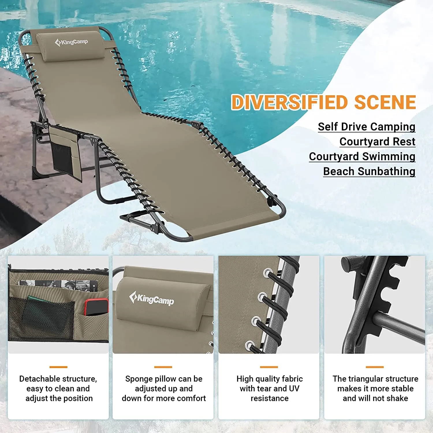 KingCamp BERLIN Classic Adjustable Cot Lounge Chair