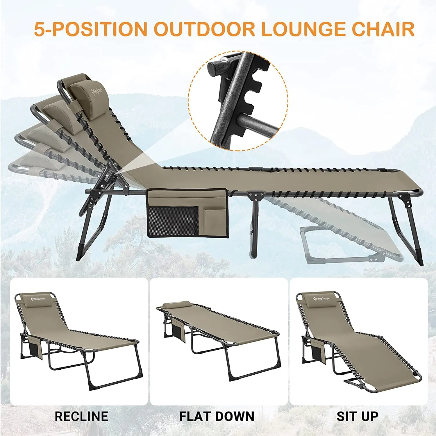 KingCamp BERLIN Classic Adjustable Cot Lounge Chair