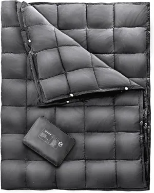 KingCamp Down Camping Blanket - Packable Lightweight Travel Blanket for Stadium, Camping, Backpacking, Compact & Water Resistant & Warm Airplane Quilt