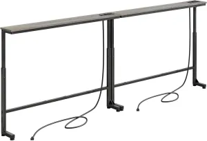 Kitstorack 2-Pack Gray Narrow Console Table Behind Sofa Couch, Design with Adjustable Height (25"-33") & Built-in Power Outlets, Includes 4.9' Power Cord - 5.9" D x 79" L