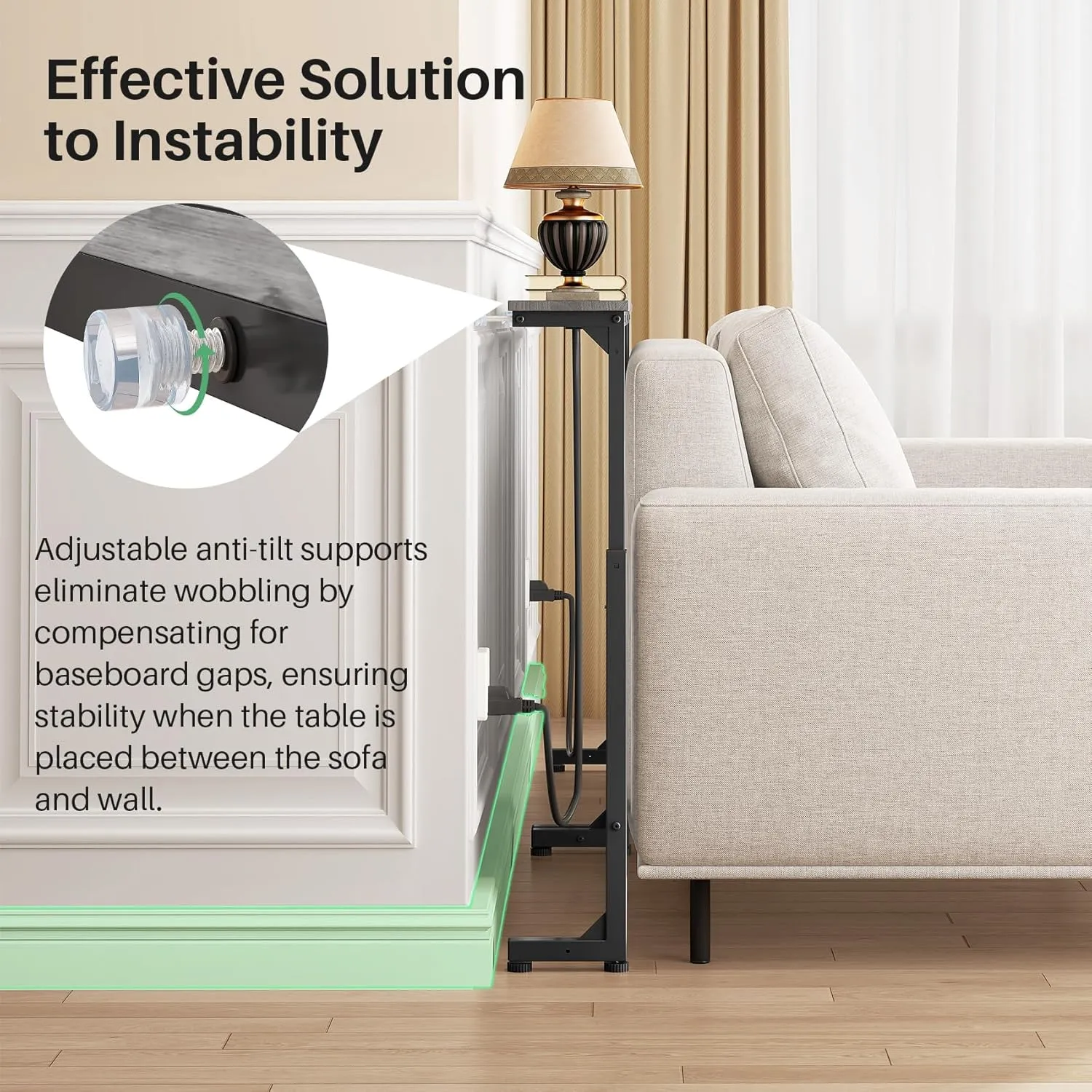 Kitstorack 2-Pack Gray Narrow Console Table Behind Sofa Couch, Design with Adjustable Height (25"-33") & Built-in Power Outlets, Includes 4.9' Power Cord - 5.9" D x 79" L