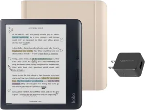Kobo Libra Colour Black eReader with Case Bundle