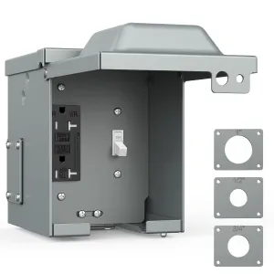Kohree Waterproof Outdoor Electrical Box, 20 Amp Lockable Outdoor Outlet Box with Cover, WRTR GFCI Receptacle Plug, Rainproof 3R Enclosure, ETL Listed