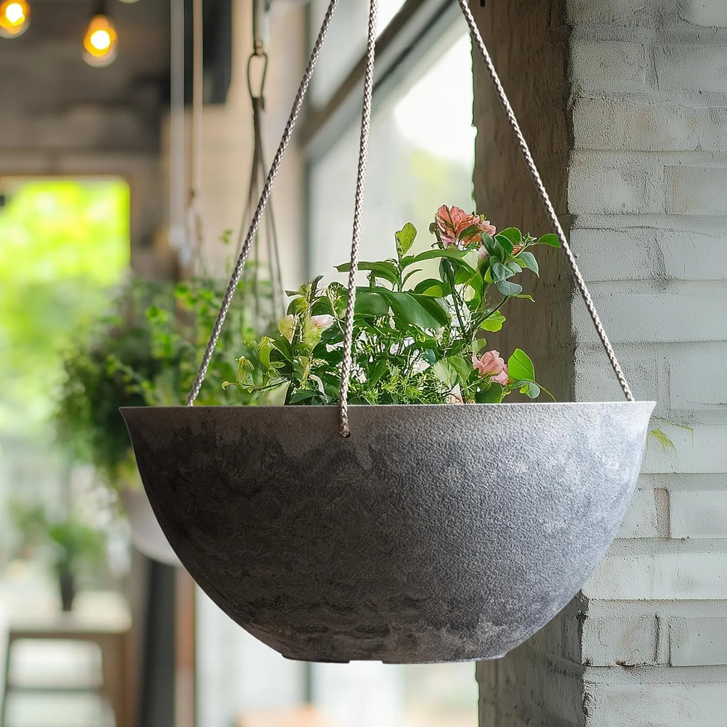 LA JOLIE MUSE Large Hanging Planters for Indoor Outdoor Plants, Hanging Flower Pots Marble Pattern (13.2 Inch,Set of 2)