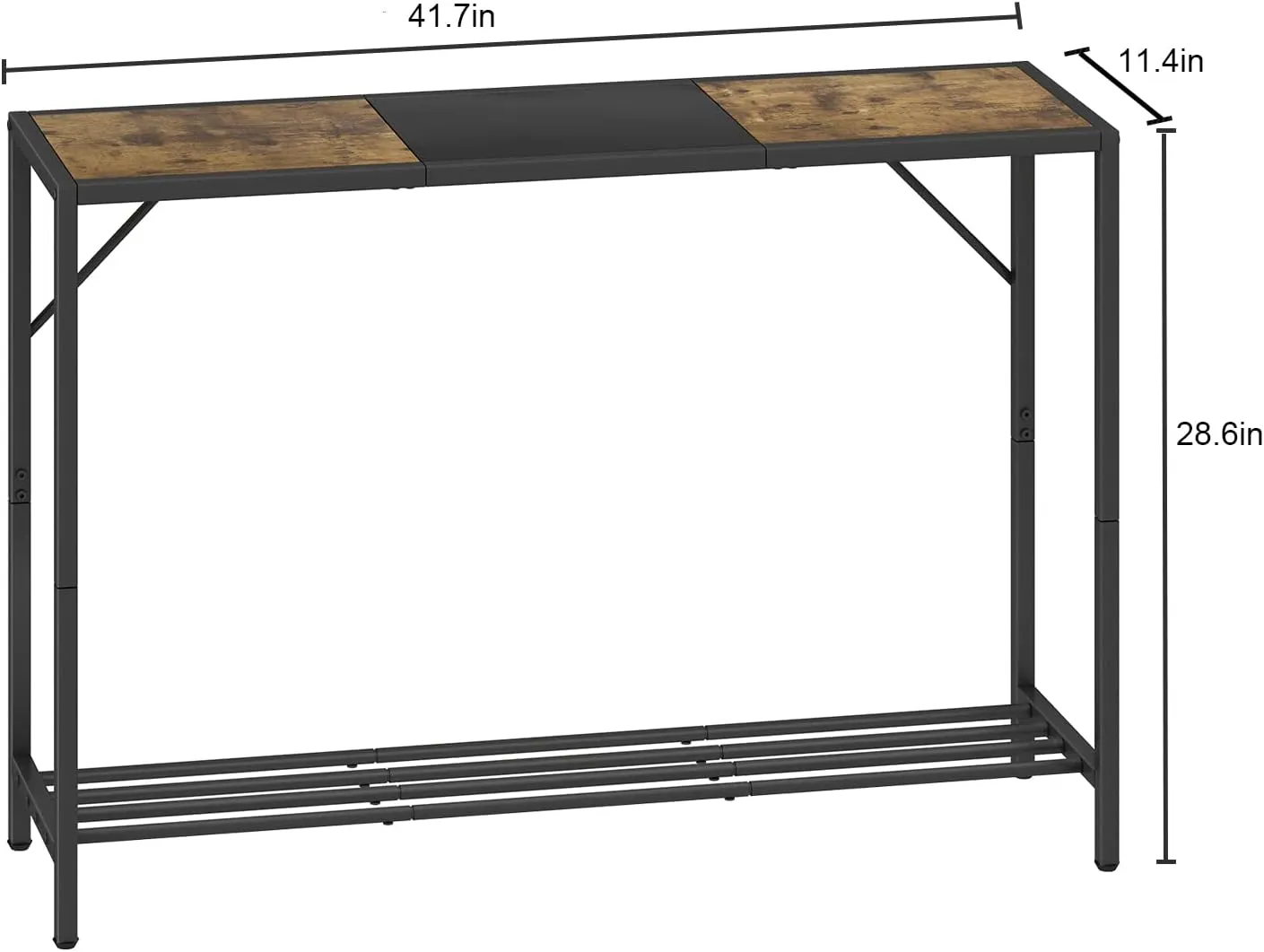 LAATOOREE Console Table, 41.7" Industrial Entryway Table with Shelf, Narrow Sofa Table for Hallway, Entrance Hall, Corridor, Foyer, Living Room