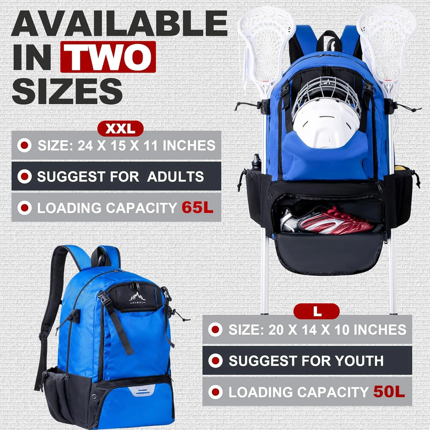 Lacrosse Bag Extra Large Lacrosse Backpack with Tow Stick Holder