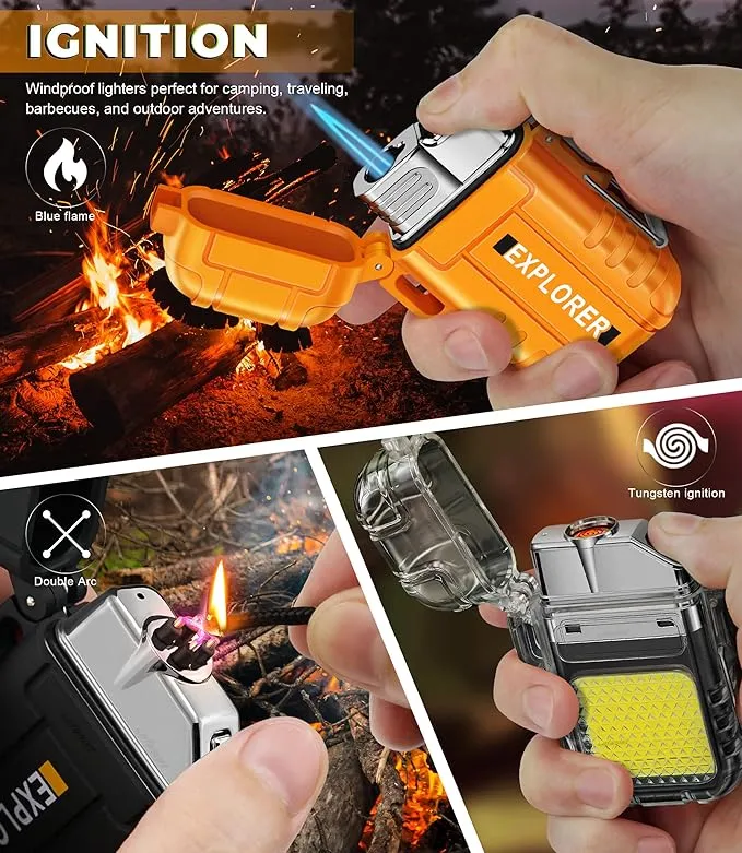 Lafagiet 3 Pack of Electric Lighter Torch Lighter Coil Lighter, USB C Recharge, Waterproof Windproof Lighters for Candle, Camping, Survival Tactical Gear (NO Butane Gas)