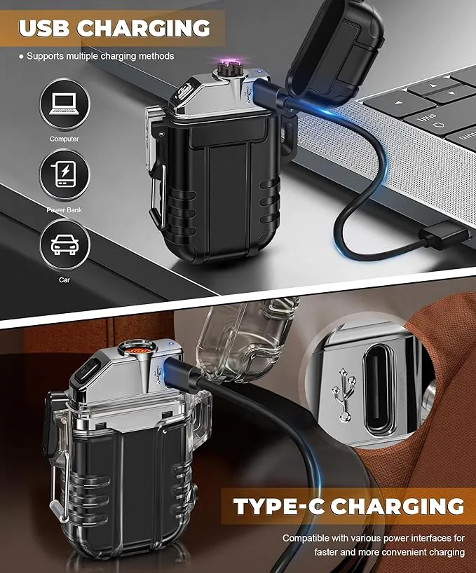 Lafagiet 3 Pack of Electric Lighter Torch Lighter Coil Lighter, USB C Recharge, Waterproof Windproof Lighters for Candle, Camping, Survival Tactical Gear (NO Butane Gas)