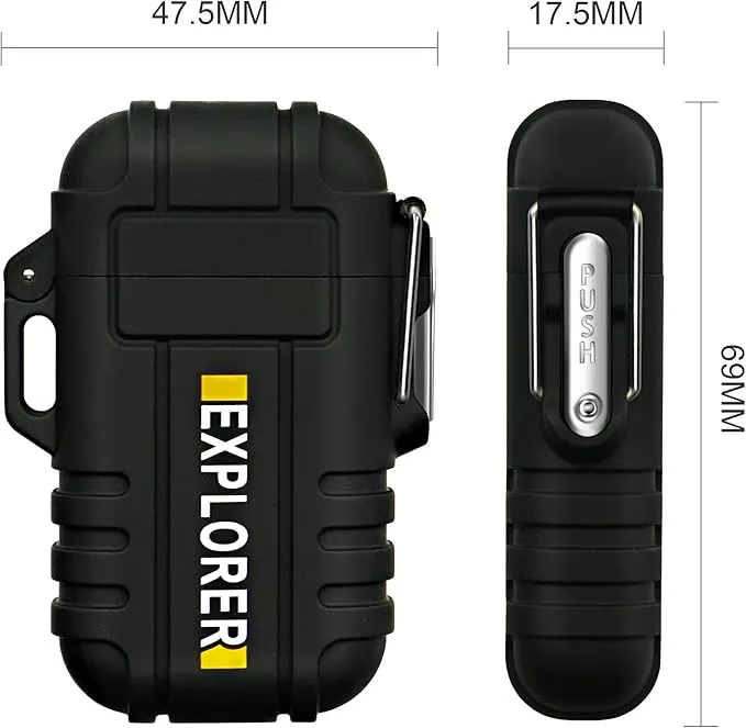 Lafagiet Waterproof Arc Lighter, Outdoor Dual Plasma Arc Lighter, USB Rechargeable Flameless Electric Lighters for Camping, Hiking, Survival Tactical (Black)