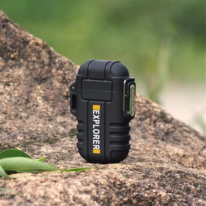 Lafagiet Waterproof Arc Lighter, Outdoor Dual Plasma Arc Lighter, USB Rechargeable Flameless Electric Lighters for Camping, Hiking, Survival Tactical (Black)