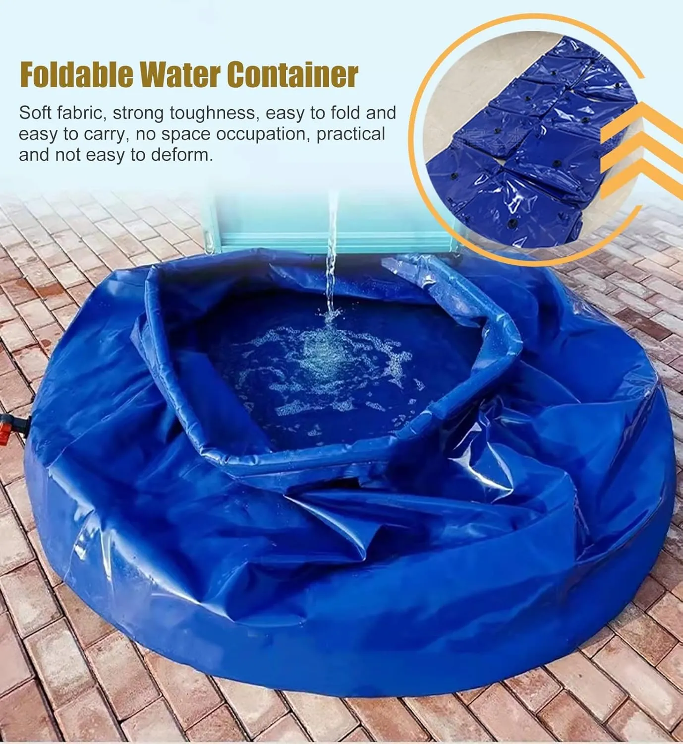 Large Capacity Soft Water Bag Movable Large Water Container Water Reservoir, 53 132 264 317 528 Gallon, Foldable Heavy Duty Blue Water Storage for Breeding/Agricultural(150x100x110cm/1200L/317 Gallon)