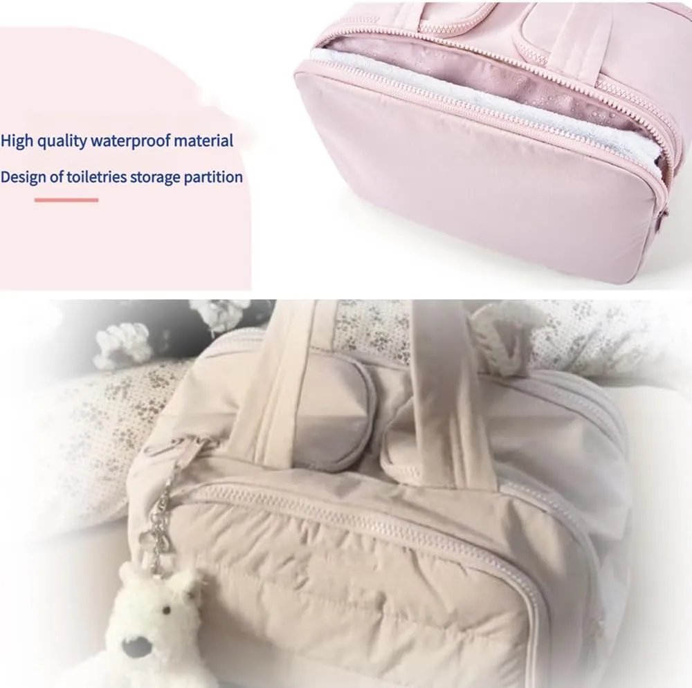 Large Capacity Wide-Open Travel Cosmetic Bag,Humidity Travel Cosmetic Bag,Cureeway Large Capacity TravelCosmetic Bags,4-In-1 Multi-Functional Toiletry Bag,Dry-And-Wet Separation (BLACK)