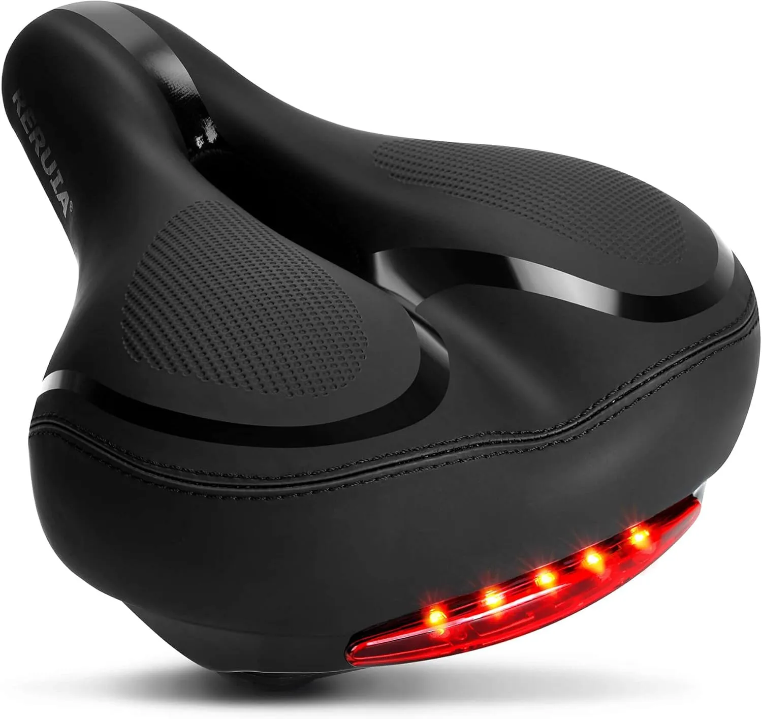 Large Comfortable Bike Seat Wide Saddle Shock Absorbing - Oversized Memory Foam Padded Exercise Bicycle Seat Waterproof Leather Cover - Universal Soft Replacement Cycling Cushion for Men Women