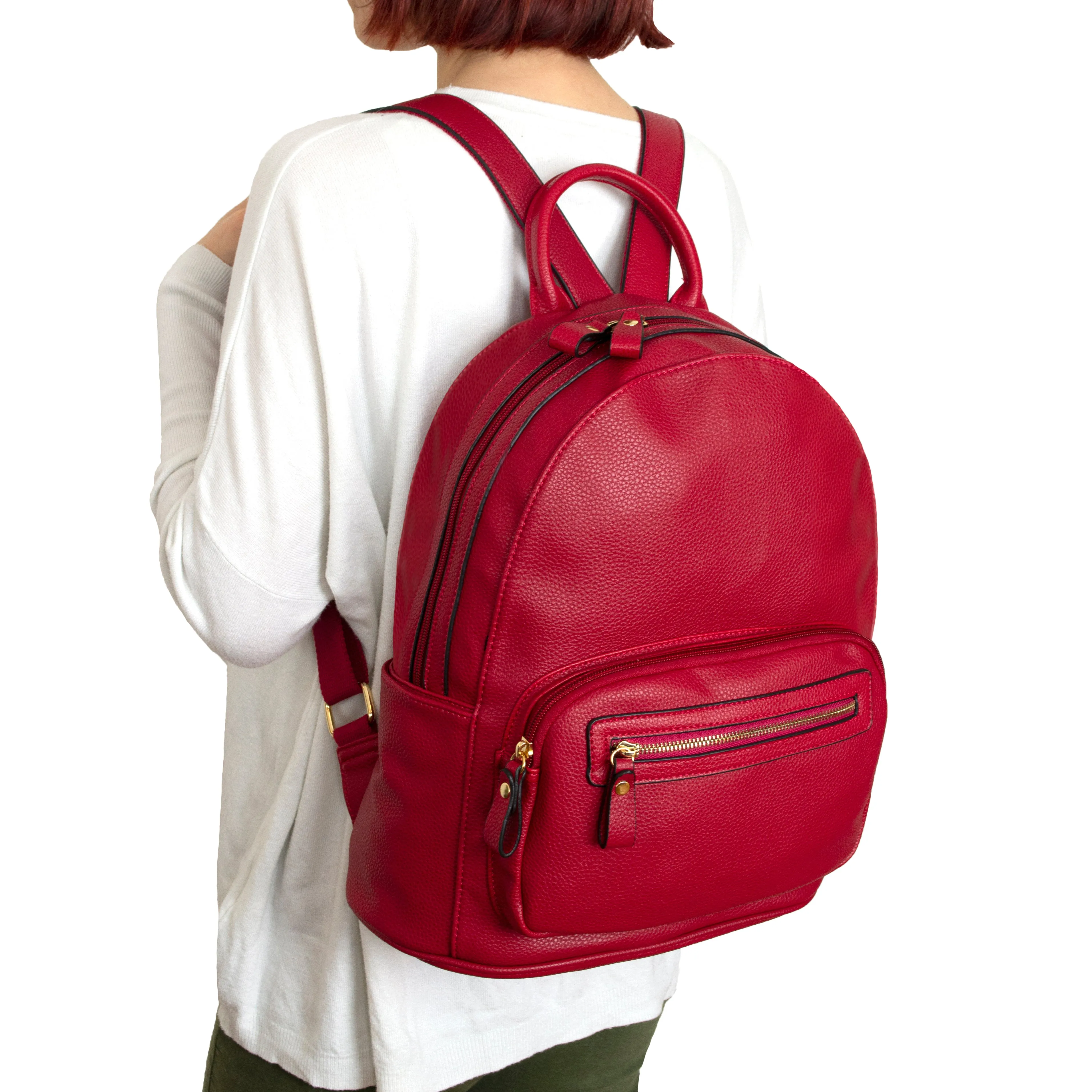Large Faux Leather Backpack