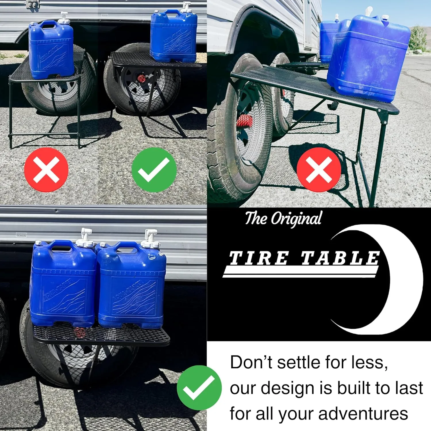 Large Steel Camping Table for Camp, Travel, Tailgating, Overlanding and Outdoor Work | Easily Holds 75 Pounds | Fits 30" Tall Tires Up to 50" Tall Tires | 33.5" x 28" x 1.5"