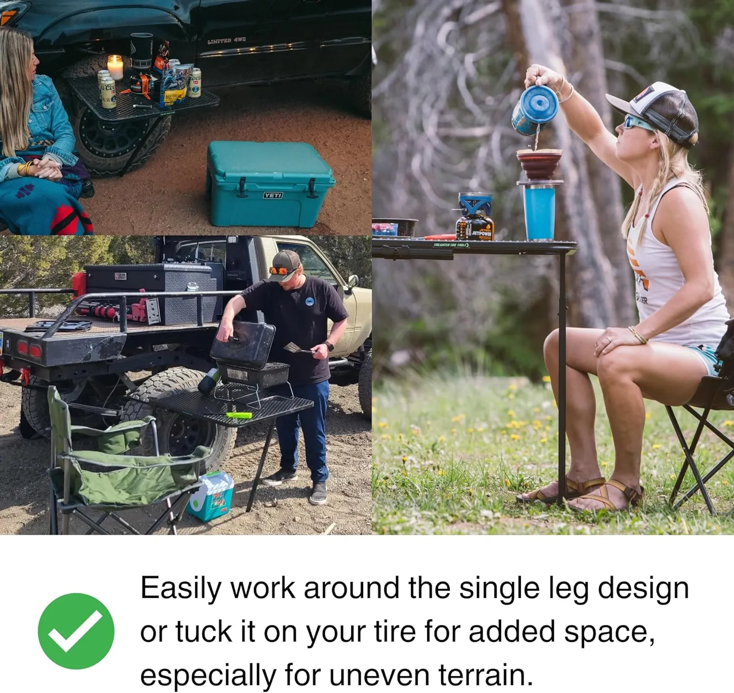 Large Steel Camping Table for Camp, Travel, Tailgating, Overlanding and Outdoor Work | Easily Holds 75 Pounds | Fits 30" Tall Tires Up to 50" Tall Tires | 33.5" x 28" x 1.5"