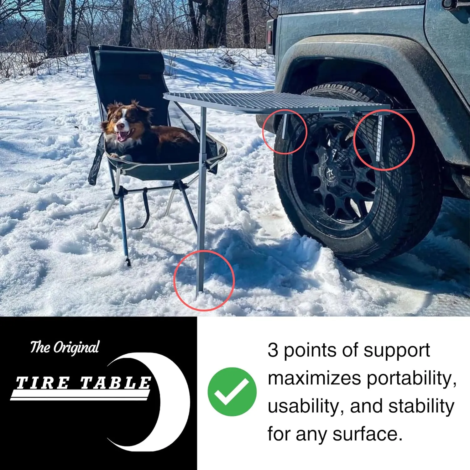 Large Steel Camping Table for Camp, Travel, Tailgating, Overlanding and Outdoor Work | Easily Holds 75 Pounds | Fits 30" Tall Tires Up to 50" Tall Tires | 33.5" x 28" x 1.5"