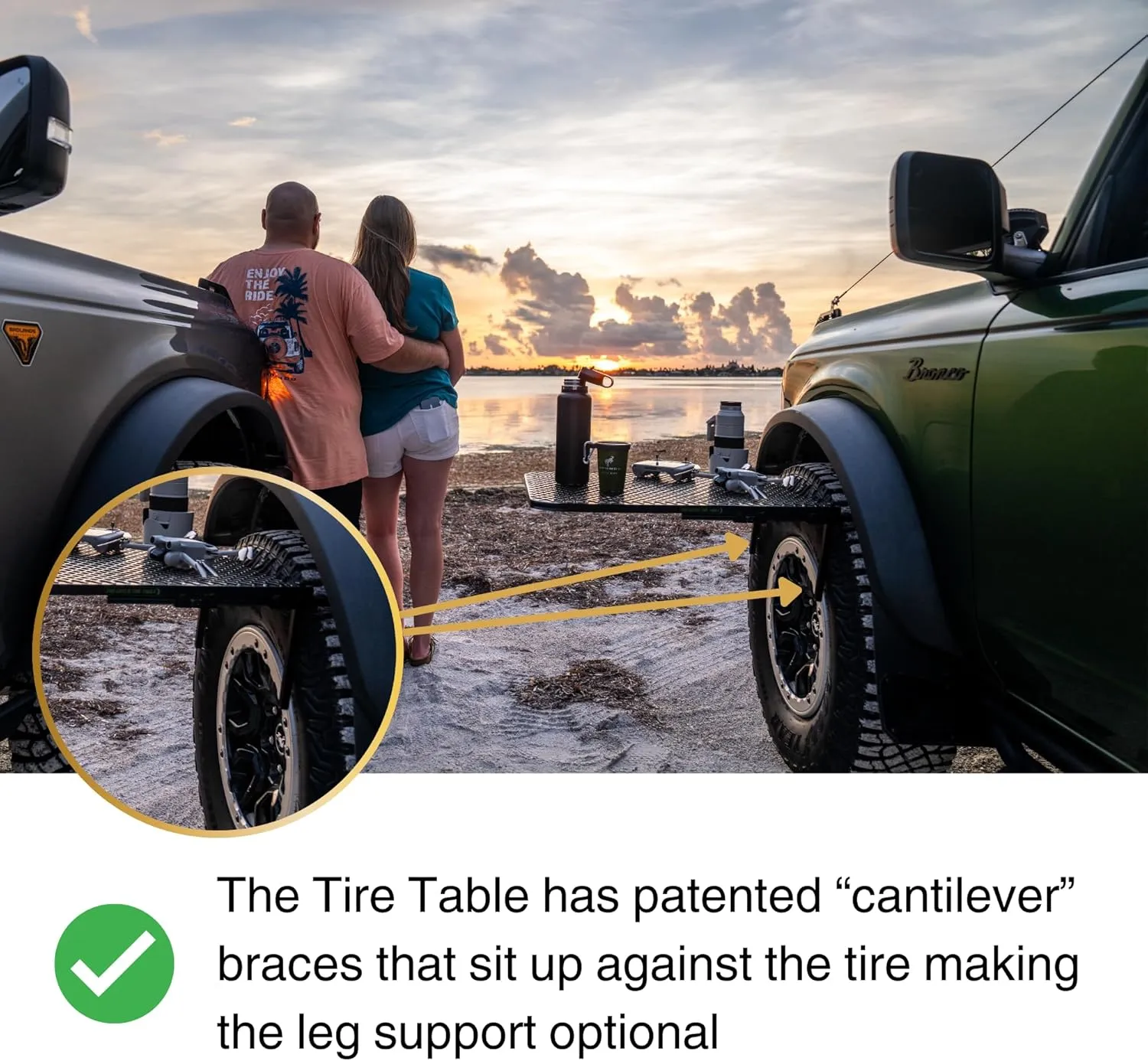 Large Steel Camping Table for Camp, Travel, Tailgating, Overlanding and Outdoor Work | Easily Holds 75 Pounds | Fits 30" Tall Tires Up to 50" Tall Tires | 33.5" x 28" x 1.5"