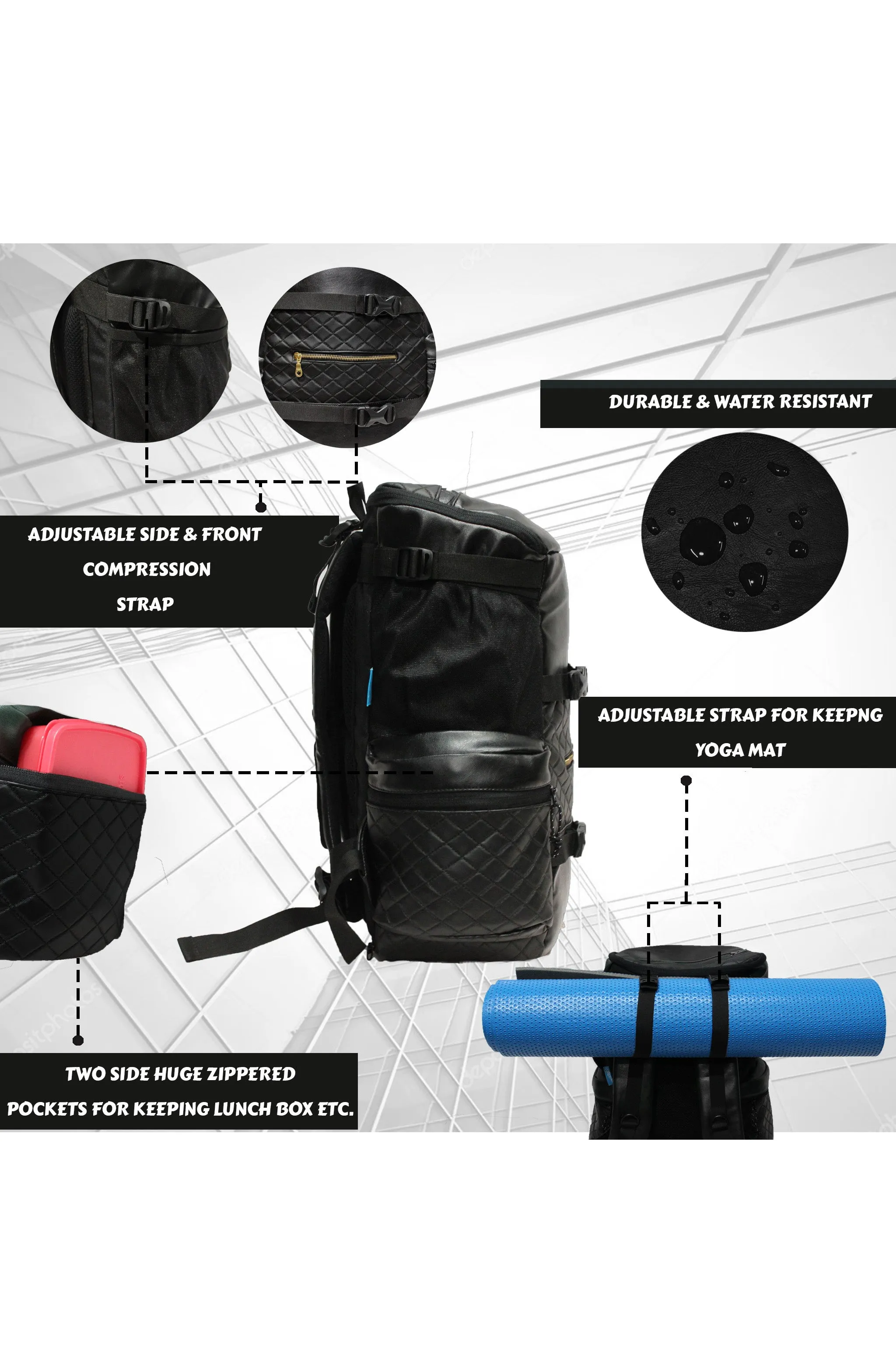 Larkin 28L Black Backpack with Rain Cover