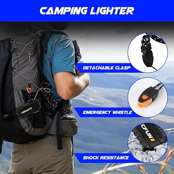 LcFun 2 Pack Waterproof Lighter, Windproof Torch Lighter Butane Refillable, Electric Dual Arc Lighter with Flashlight, USB Rechargeable Plasma Lighter for Camping, Hiking, Survival Tactical Gear