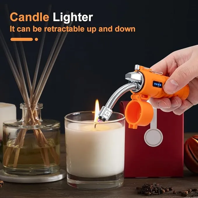 LcFun Electric Lighters Rechargeable Lighters Flexible Neck Dual Arc Electronic Lighter USB C Lighter with LED Battery Indicator and Flashlight for Candle, Camping, Hiking, Outdoor Adventure