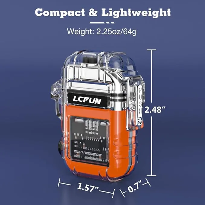 LcFun USB C Electric Lighter, Rechargeable Lighter, Windproof Plasma Lighters, Dual Arc Lighter with Battery Display & Flashlight, Waterproof Lighter for Camping, Survival, Hiking, Candle