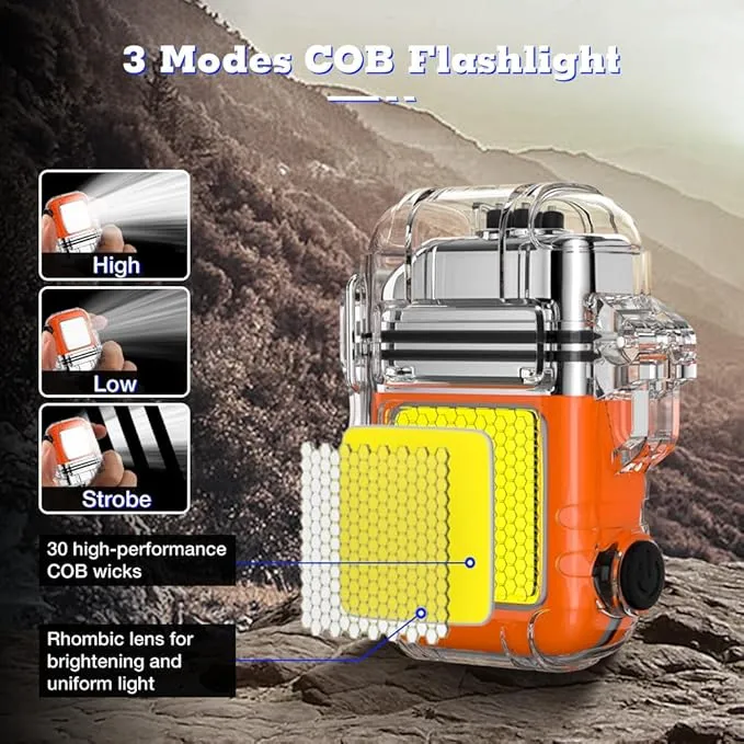 LcFun USB C Electric Lighter, Rechargeable Lighter, Windproof Plasma Lighters, Dual Arc Lighter with Battery Display & Flashlight, Waterproof Lighter for Camping, Survival, Hiking, Candle