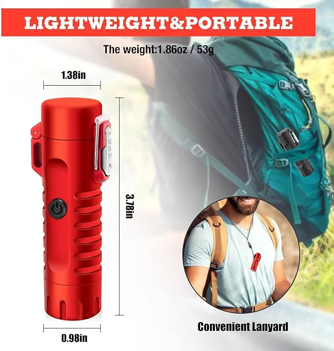 LcFun Waterproof Lighter USB Plasma Lighter Rechargeable Electric Lighter with Flashlight Flameless Lighter Windproof Arc Lighter for Outdoor Camping Hiking