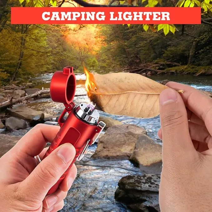 LcFun Waterproof Lighter USB Plasma Lighter Rechargeable Electric Lighter with Flashlight Flameless Lighter Windproof Arc Lighter for Outdoor Camping Hiking