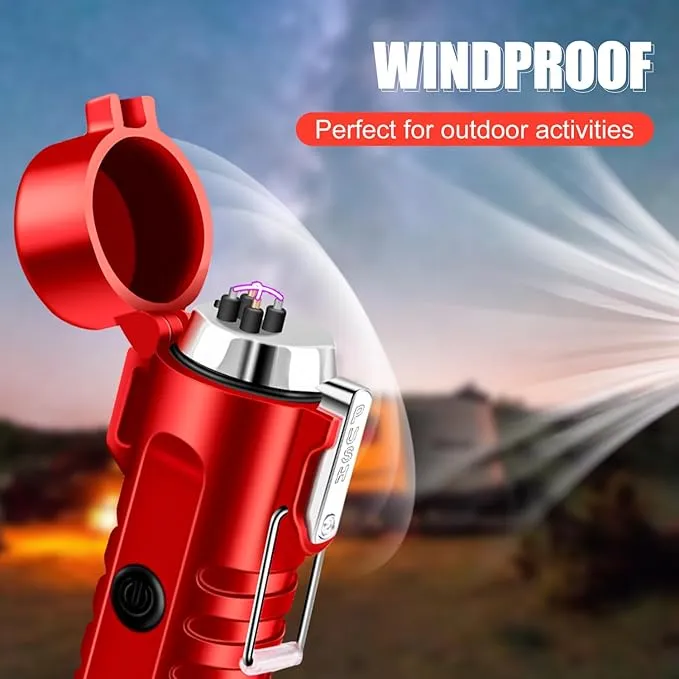 LcFun Waterproof Lighter USB Plasma Lighter Rechargeable Electric Lighter with Flashlight Flameless Lighter Windproof Arc Lighter for Outdoor Camping Hiking
