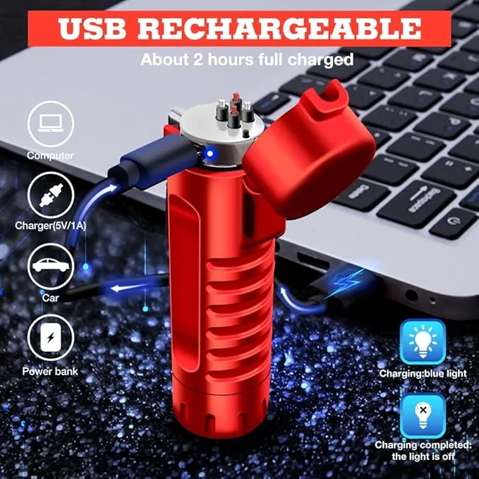 LcFun Waterproof Lighter USB Plasma Lighter Rechargeable Electric Lighter with Flashlight Flameless Lighter Windproof Arc Lighter for Outdoor Camping Hiking