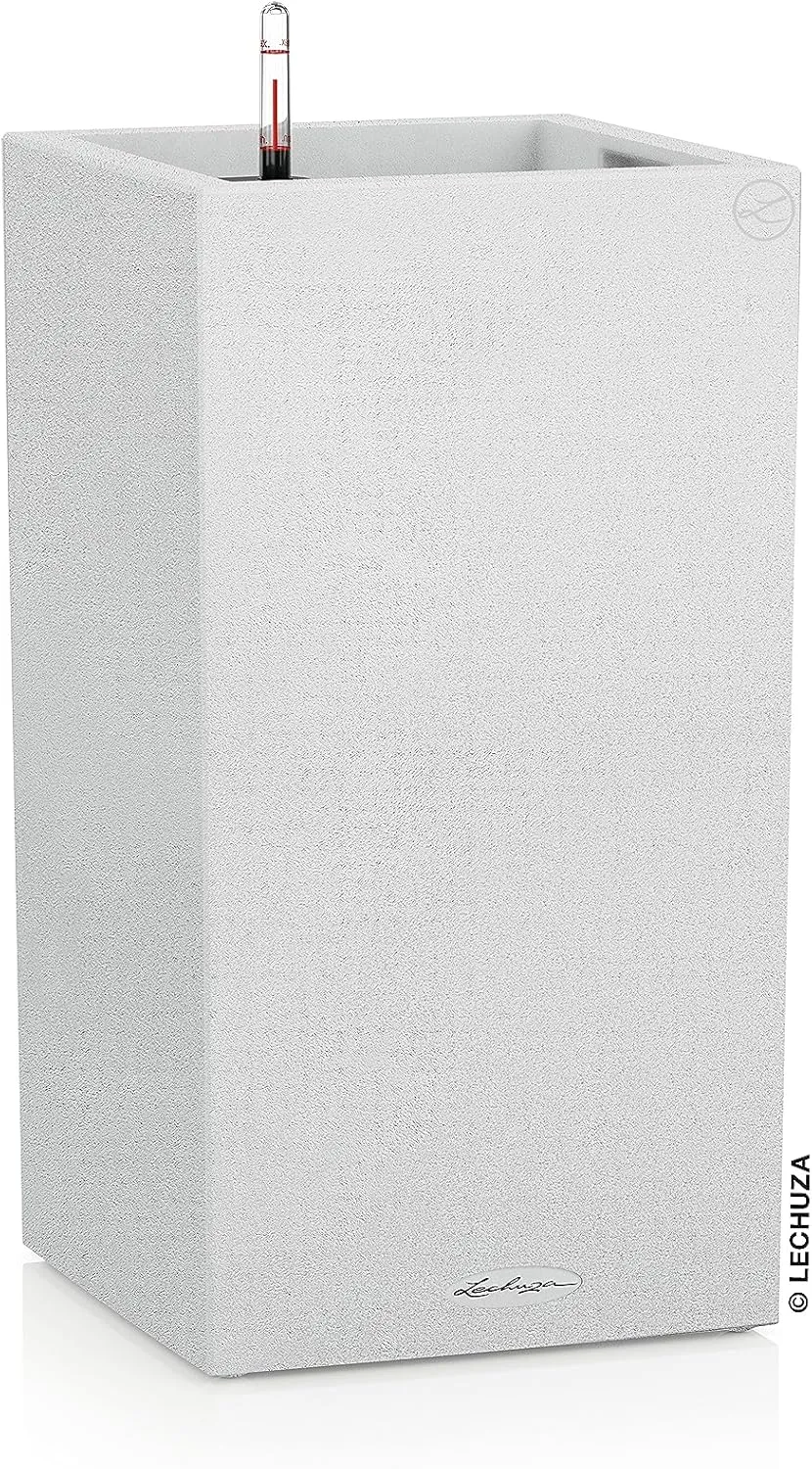 Lechuza 13627 Canto Color 40 Self-Watering Planter for Indoor and Outdoor Use, 16" x 16" x 30", White