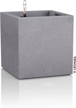 Lechuza 13720 Canto Stone Self-Watering Planter for Indoor and Outdoor Use, 16" x 16" x 16", Grey