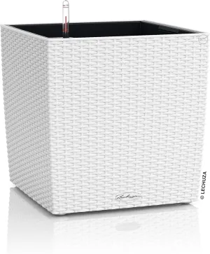 Lechuza 15380 Cube Cottage 40 Self-Watering Garden Planter for Indoor and Outdoor Use, 16" x 16" x 16", White Wicker