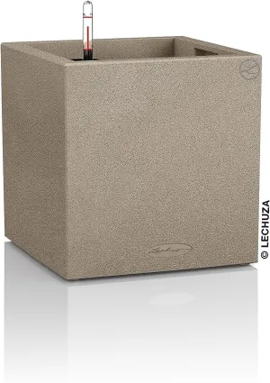 Lechuza Canto Color 40 Cube Planter Sandy Beige, 16" x 16" x 16"