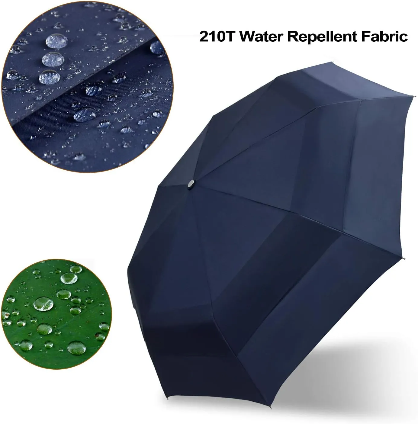 Lejorain Large Folding Golf Umbrella - Compact Mens Umbrellas Travel Rain and Windproof 54inch Collapsible Automatic Open Close Umbrella 210T Teflon Vented Double Canopy
