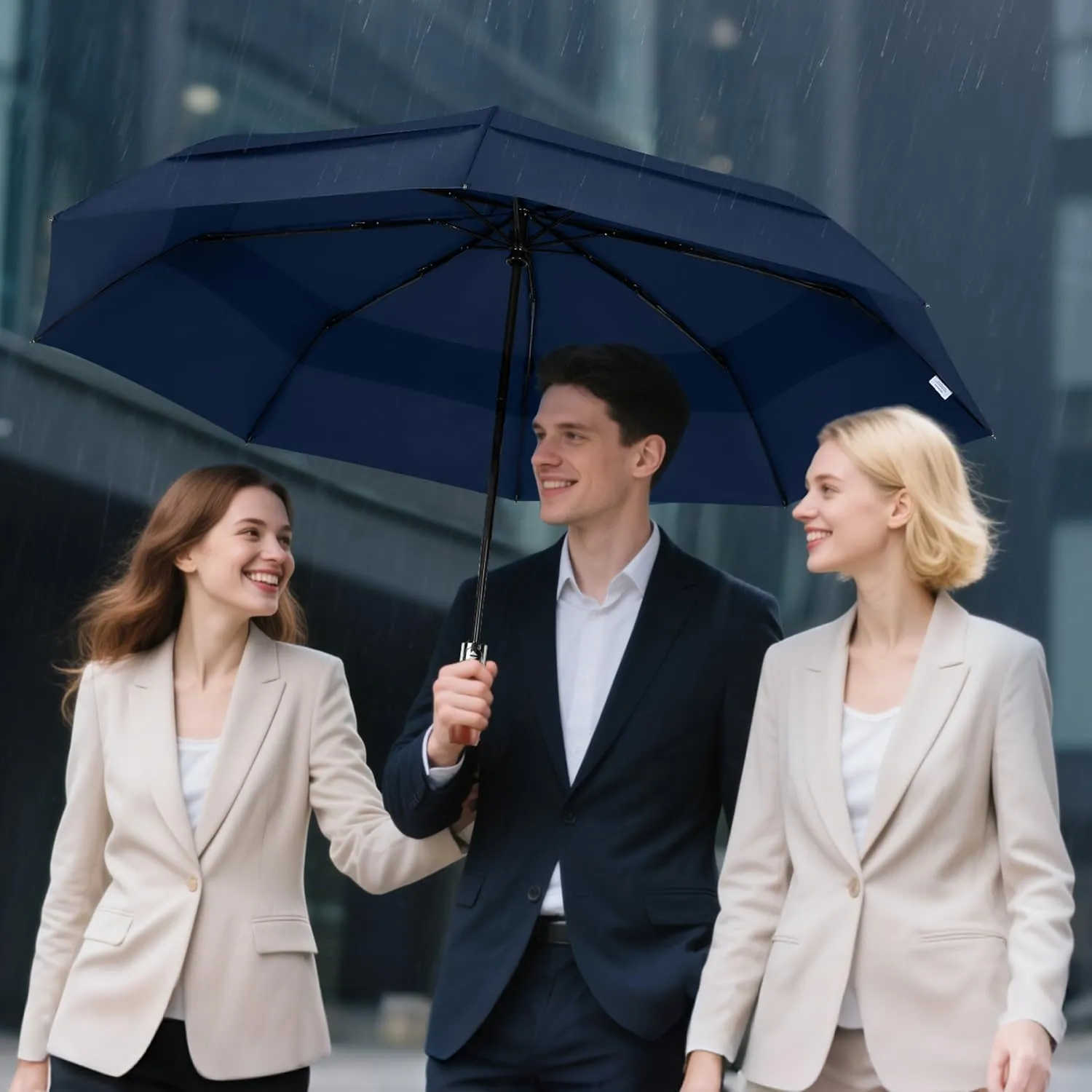 Lejorain Large Folding Golf Umbrella - Compact Mens Umbrellas Travel Rain and Windproof 54inch Collapsible Automatic Open Close Umbrella 210T Teflon Vented Double Canopy