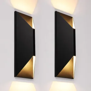 LEONLITE Dimmable LED Up Down Wall Light, 100-277V, CRI 90 , UL Listed IP65 Waterproof, 10%-100% Dimmable for Commercial Outdoor, 14 Inch Modern Porch Light, 1200LM 3000K, Pack of 2