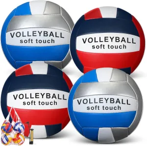 Libima 4 Pcs Volleyballs Official Size 5 with Pump and Net Bag Soft Waterproof Volleyballs for Kids Teens Adults Beginners Training Indoor Outdoor Beach Pool Backyard Gym Back to School