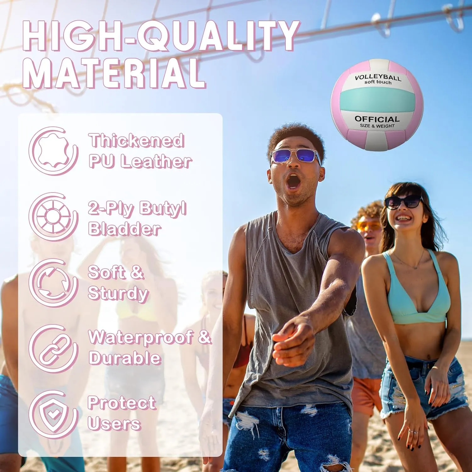 Libima 4 Pcs Volleyballs Official Size 5 with Pump and Net Bag Soft Waterproof Volleyballs for Kids Teens Adults Beginners Training Indoor Outdoor Beach Pool Backyard Gym Back to School